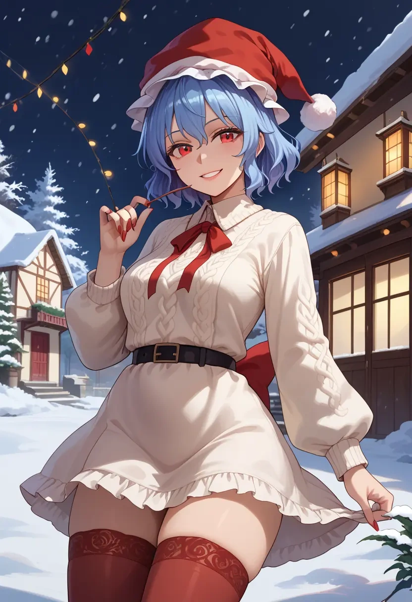 touhou,remilia_scarlet,Christmas,sweater dress,stockings  - 