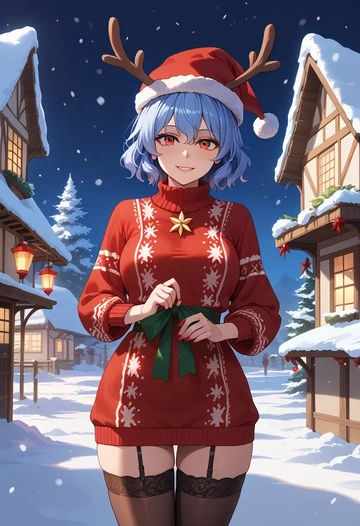 touhou,remilia_scarlet,sweater,stockings,Thigh garters  - AI generated anime art