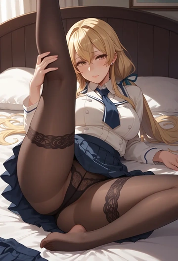 kantai_collection,rensouhou_chan,pantyhose,stocking,spread legs,one leg up,sexy  - AI generated anime art