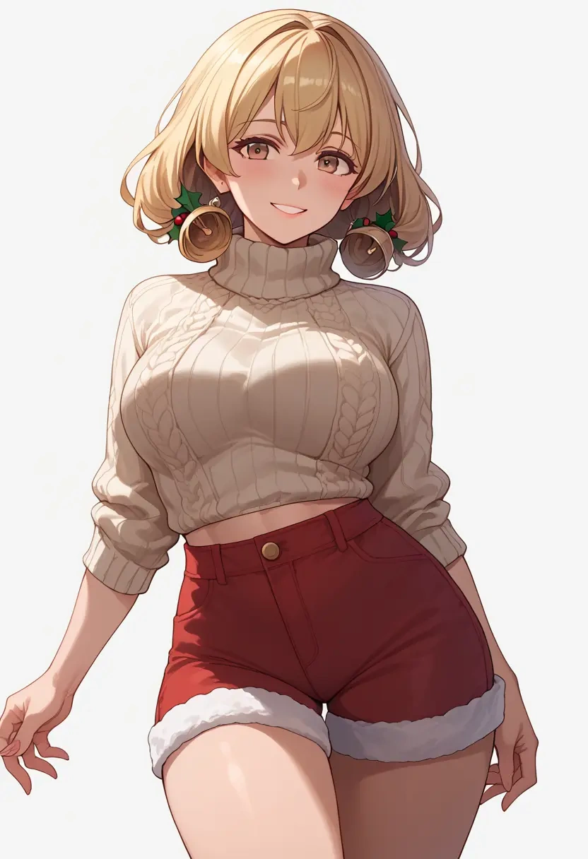 kantai_collection,rensouhou_chan,Christmas,red velvet shorts,turtleneck sweater  - 