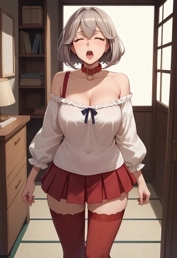 kantai_collection,rensouhou_kun,collar,oversized,Thigh garters  - AI generated anime art