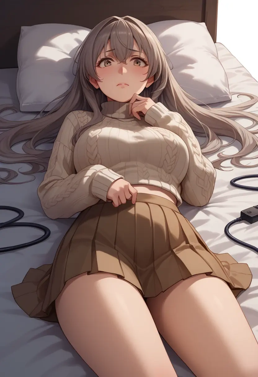 kantai_collection,rensouhou_kun,sweater,cropped,pleated midi skirt  - 