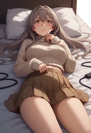 kantai_collection,rensouhou_kun,sweater,cropped,pleated midi skirt  - AI generated anime art