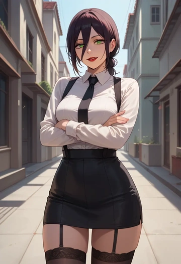 chainsaw_man,reze_(chainsaw_man),secretary,stockings  - AI generated anime art