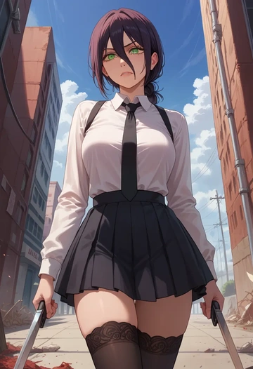 chainsaw_man,reze_(chainsaw_man),mini skirt,stockings  - AI generated anime art