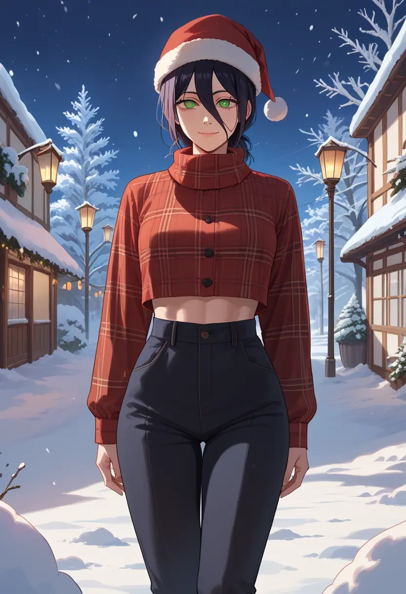 chainsaw_man,reze_(chainsaw_man),Christmas,plaid trousers  - 