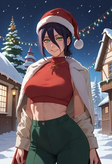 chainsaw_man,reze_(chainsaw_man),Christmas,dress  - AI generated anime art