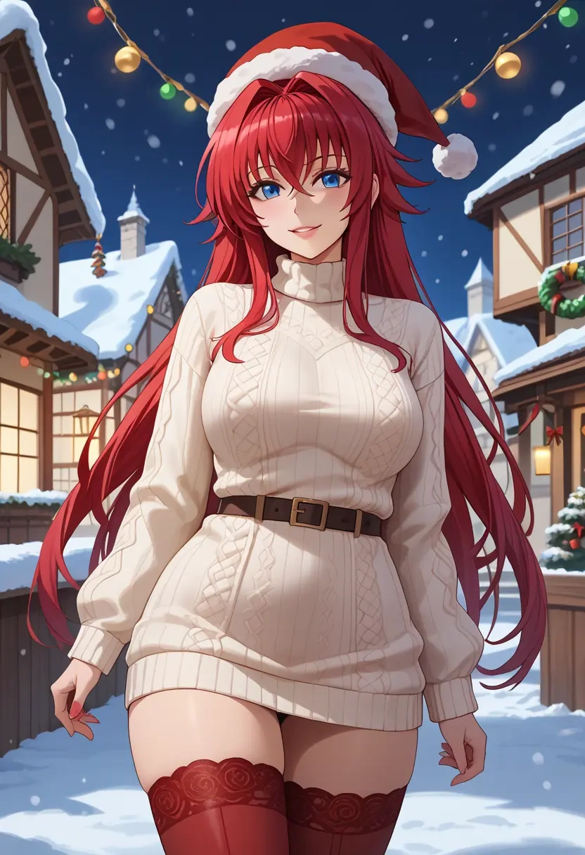 high_school_dxd,rias_gremory,Christmas,sweater dress,stockings  - 