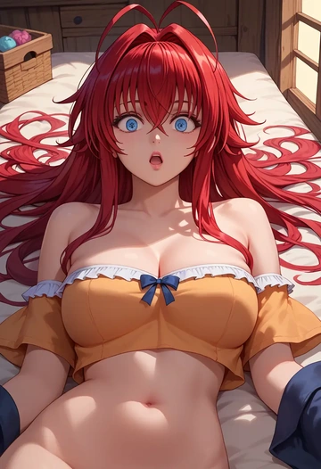 high_school_dxd,rias_gremory,off-shoulder top,dolphin shorts  - AI generated anime art