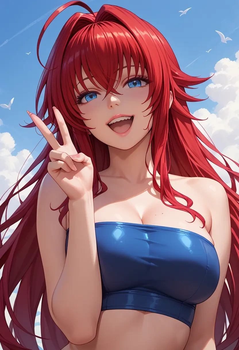 high_school_dxd,rias_gremory,tube top,jogger shorts  - 