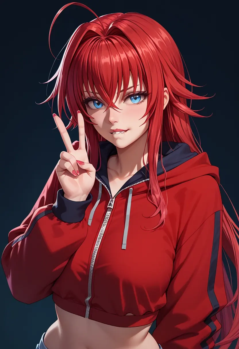 high_school_dxd,rias_gremory,crop hoodie,shorts  - 