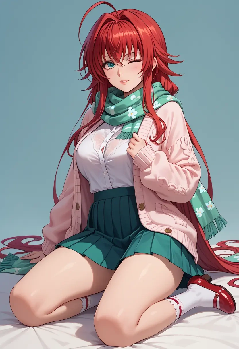 high_school_dxd,rias_gremory,spring,student uniform,light cardigan  - 