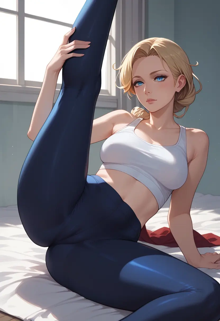 kantai_collection,richelieu_(kancolle),yoga, leggings,spread legs,one leg up,sexy  - 