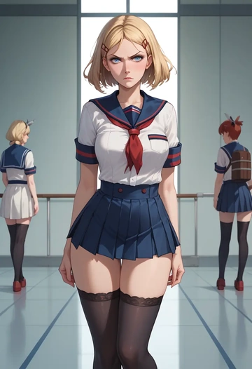 kantai_collection,richelieu_(kancolle),jk uniform, stockings  - AI generated anime art