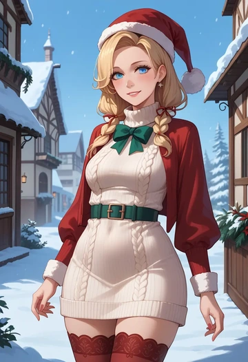 kantai_collection,richelieu_(kancolle),Christmas,sweater dress,stockings  - AI generated anime art