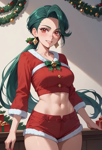 pokemon,rika_(pokemon),Christmas,red velvet shorts  - AI generated anime art