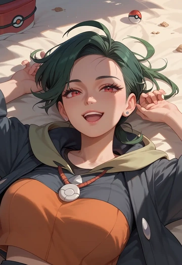 pokemon,rika_(pokemon),crop windbreaker,shorts  - AI generated anime art