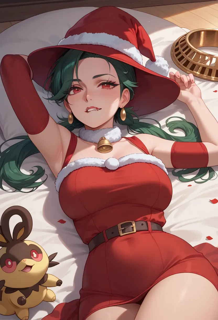 pokemon,rika_(pokemon),Christmas,red velvet dress  - 