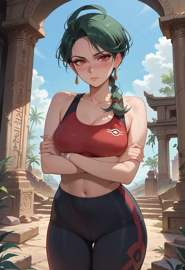 pokemon,rika_(pokemon),tankini top,board shorts  - AI generated anime art