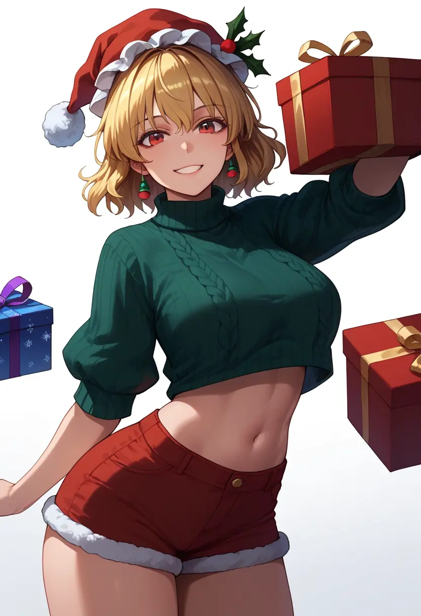 touhou,ringo_(touhou),Christmas,red velvet shorts,turtleneck sweater  - 