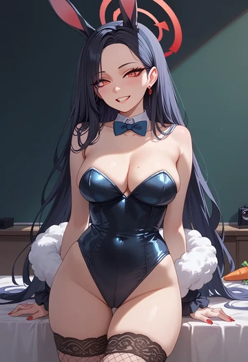 blue_archive,rio_(blue_archive),bunny girl, sexy,stockings  - AI generated anime art