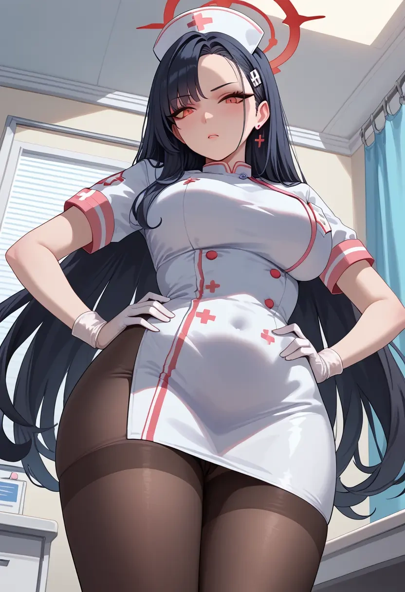 blue_archive,rio_(blue_archive),nurse pantyhose,mini skirt, sexy  - 