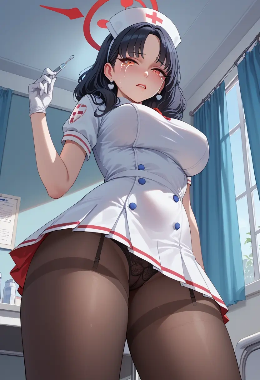 blue_archive,rio_(blue_archive),nurse pantyhose,mini skirt, sexy  - 