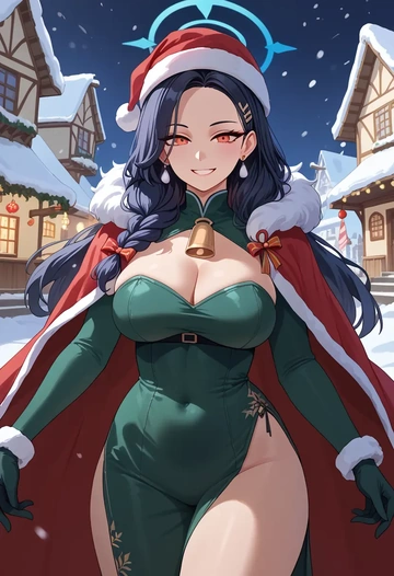 blue_archive,rio_(blue_archive),Christmas,dress  - AI generated anime art