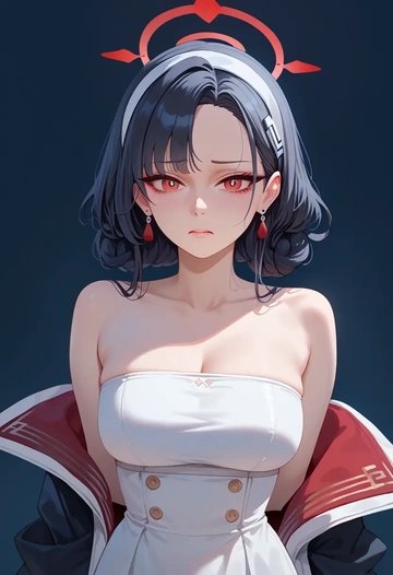 blue_archive,rio_(blue_archive),tube top,jogger shorts  - AI generated anime art