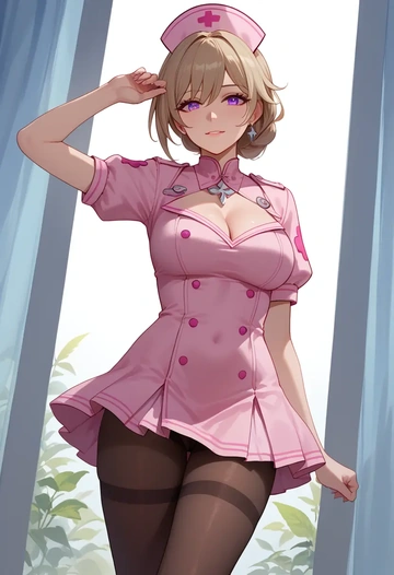 honkai_(series),rita_rossweisse,nurse, pantyhose,mini skirt  - AI generated anime art