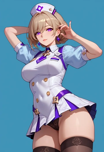 honkai_(series),rita_rossweisse,nurse pantyhose,mini skirt, sexy  - AI generated anime art