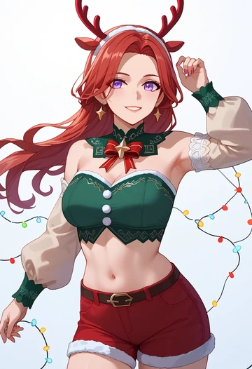 honkai_(series),rita_rossweisse,Christmas,red velvet shorts  - AI generated anime art