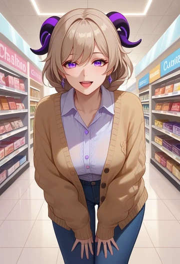 honkai_(series),rita_rossweisse,cardigan,oversized,wide-leg pants  - AI generated anime art