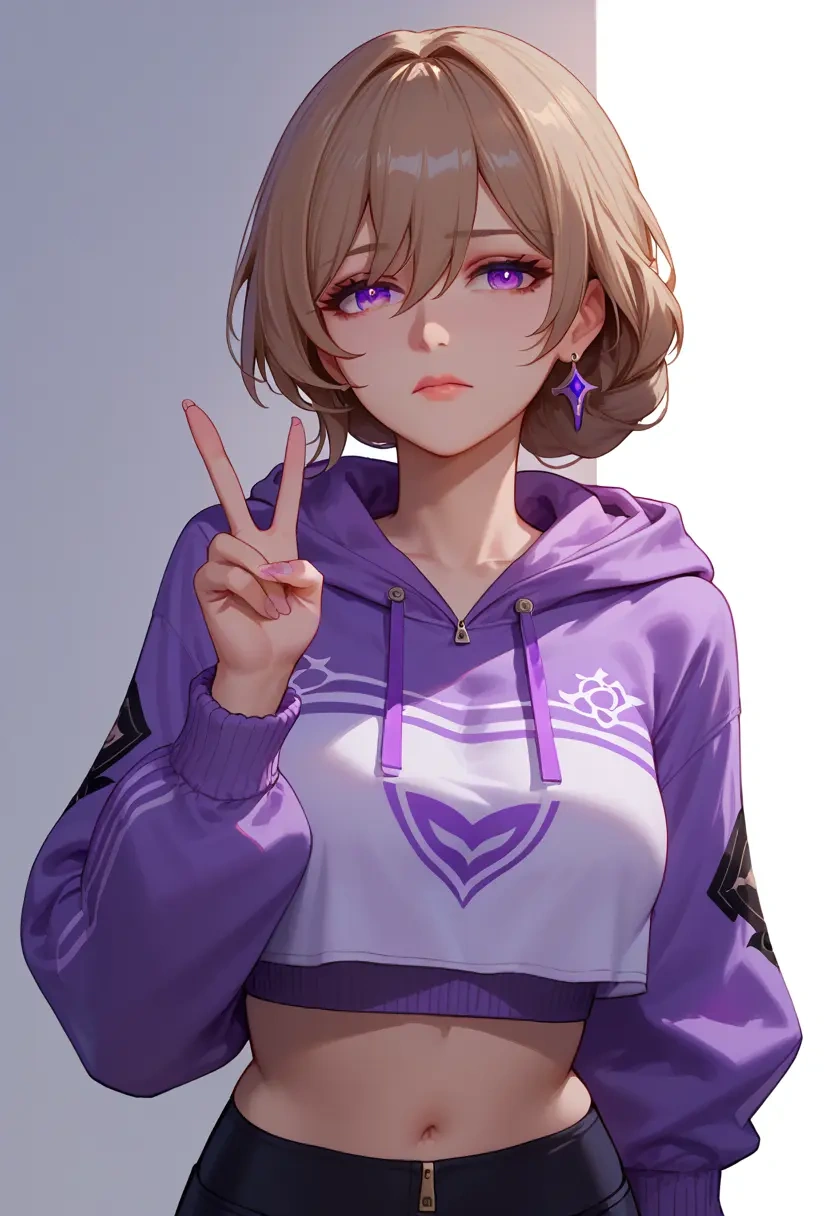 honkai_(series),rita_rossweisse,crop hoodie,shorts  - 