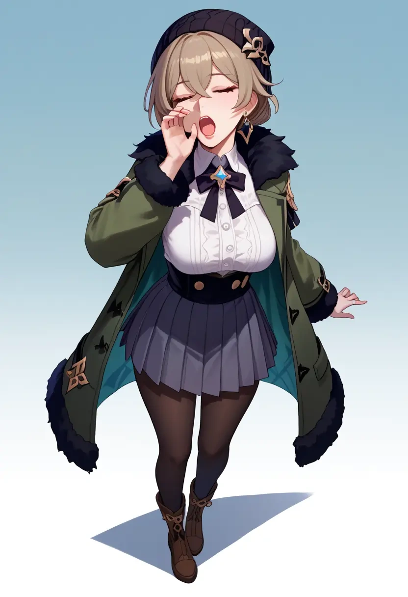 honkai_(series),rita_rossweisse,winter,student uniform,duffle coat  - 