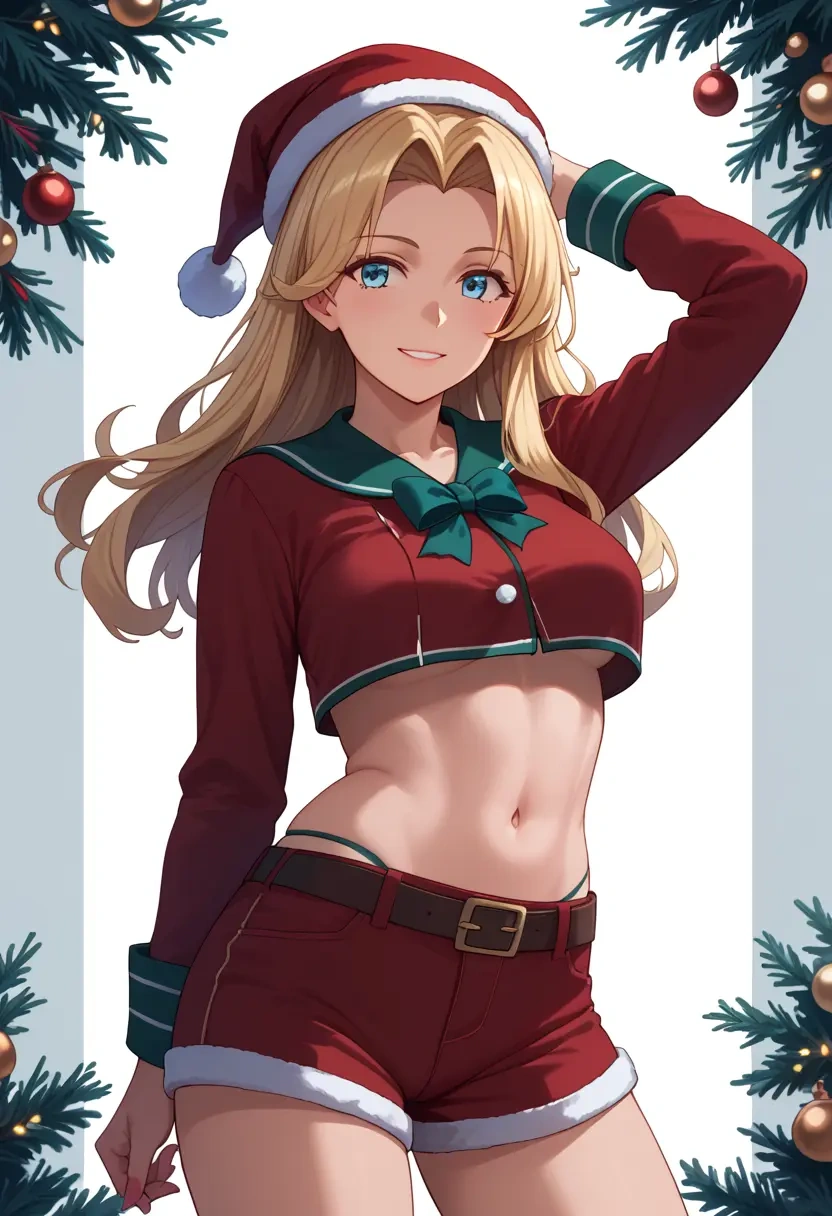 kantai_collection,ro-500_(kancolle),Christmas,red velvet shorts  - 