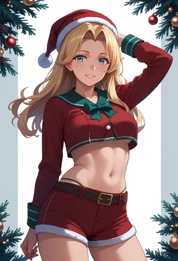 kantai_collection,ro-500_(kancolle),Christmas,red velvet shorts  - AI generated anime art