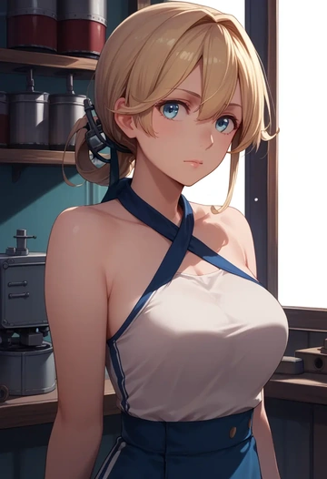 kantai_collection,ro-500_(kancolle),halter top,track pants  - AI generated anime art