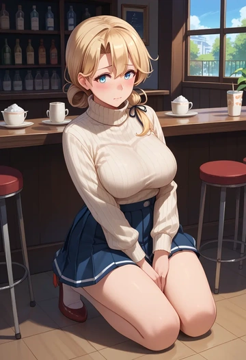 kantai_collection,ro-500_(kancolle),skirt,pleated,turtleneck sweater  - AI generated anime art