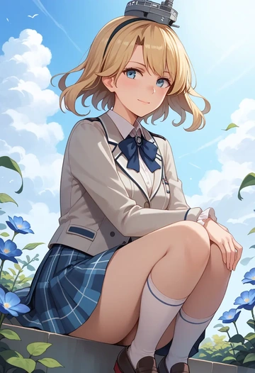 kantai_collection,ro-500_(kancolle),spring,student uniform,blazer  - AI generated anime art