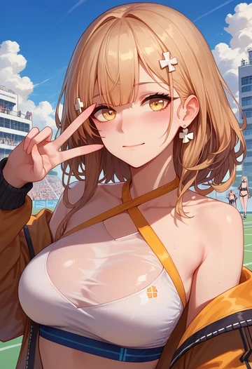 girls_frontline,ro635_(girls_frontline),halter top,track pants  - AI generated anime art