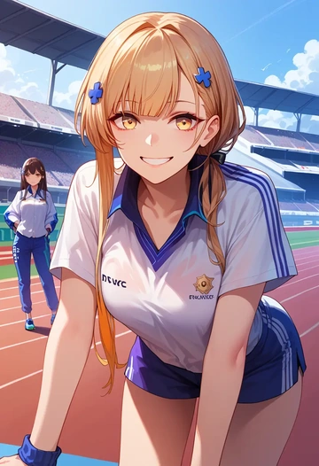 girls_frontline,ro635_(girls_frontline),tie-dye shirt,dolphin shorts  - AI generated anime art