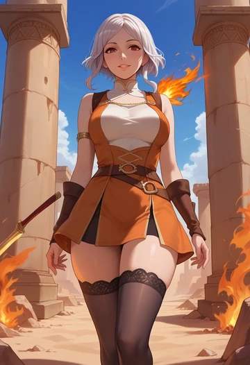 fire_emblem,robin_(female)_(fire_emblem),mini skirt, stockings  - AI generated anime art