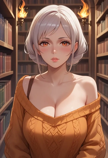 fire_emblem,robin_(female)_(fire_emblem),orange,sweater  - AI generated anime art