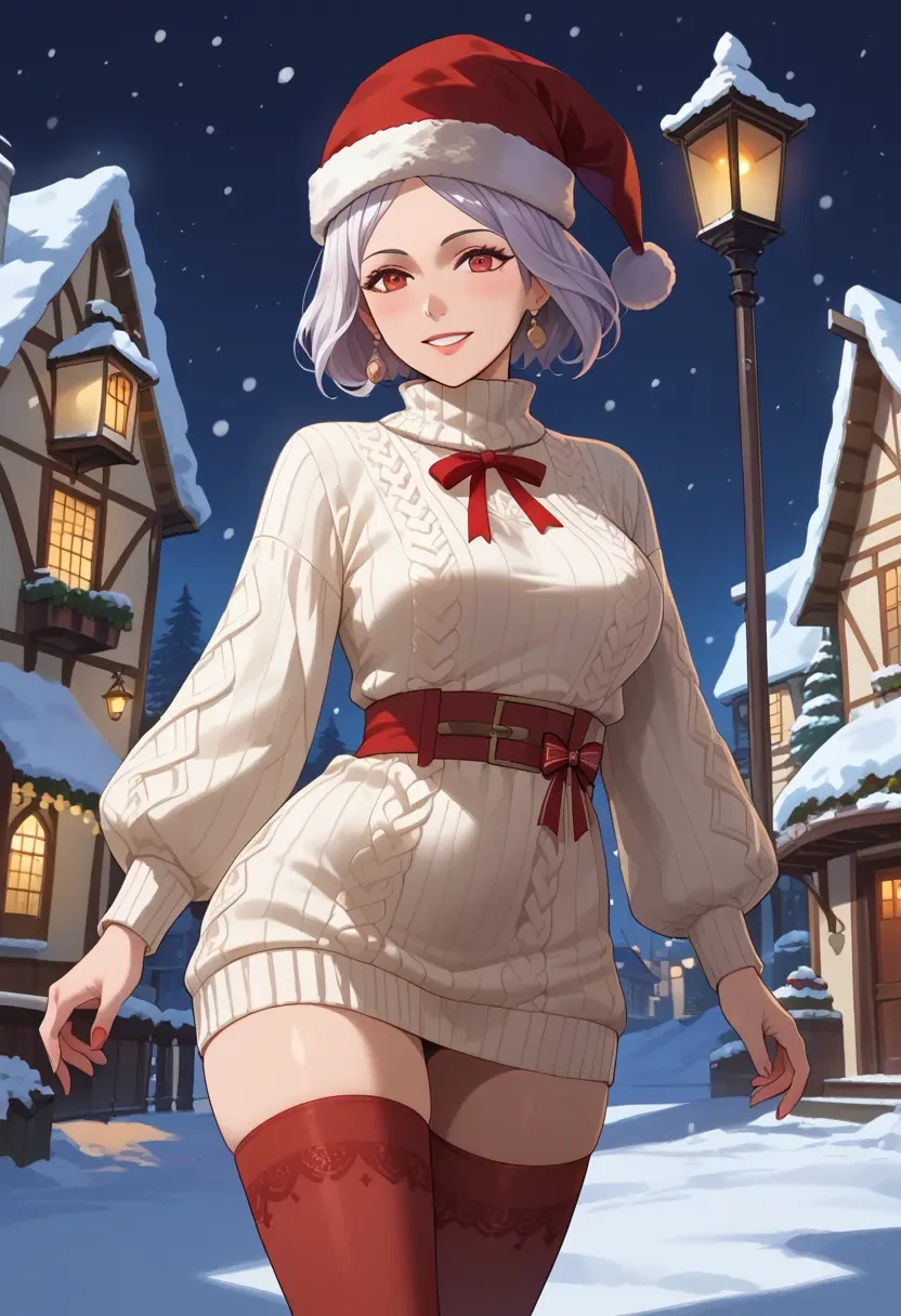 fire_emblem,robin_(fire_emblem),Christmas,sweater dress,stockings  - 