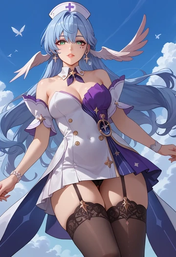 star rail,robin,nurse pantyhose,mini skirt, sexy  - AI generated anime art