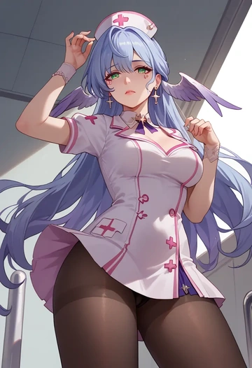 star rail,robin,nurse pantyhose,mini skirt, sexy  - AI generated anime art