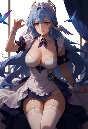 star rail,robin,maid, sexy, stockings,panties  - AI generated anime art