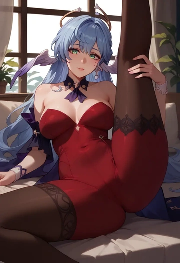 star rail,robin,yoga, leggings,spread legs,one leg up,sexy  - AI generated anime art