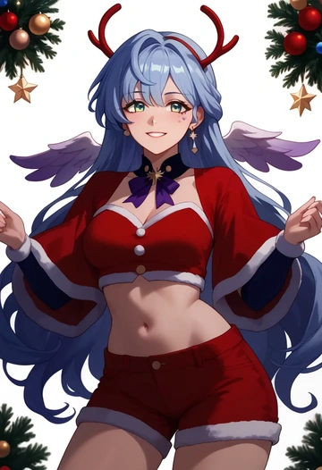 star rail,robin,Christmas,red velvet shorts  - AI generated anime art